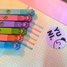 Kit With 6 Pastel Color Cat Paw Highlighters (MONET COLORS) / Cute Stationery - Multicolor - View 4