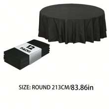 12pcs Round Plastic Tablecloths, Premium Plastic Disposable Tablecloths, Suitable For Easter Holiday Use