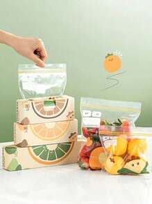 1pc PE Reusable Food Storage Bag With Double Zipper, Airtight Seal Bag For Fruits, Vegetables, Snacks, Freezer , Kitchen Organization Bag, Bulk Pack (Small: 30pcs / Medium: 20pcs / Large: 25pcs) - Clear - View 8