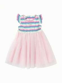 Balabala Strickkleid für junge Mädchen, gestreiftes ärmelloses Prinzessinnenkleid