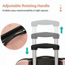 ABS Hard Shell Travel Trolley Suitcase 4 Wheel Luggage Set Hand Luggage, 20", (Pink) - Dusty Pink - View 4