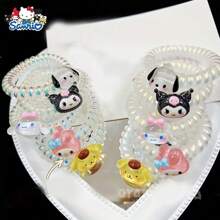 Sanrio 1pc Summer New Cartoon Phone Coil, Rubber Band Tied Bun, Ponytail Hair Tie, Cute And Versatile Hair Accessory