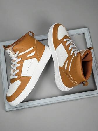 Men's Flats Shoes Casual Sneakers, Lace Up Soft Sole Flat Comfortable Skate Shoes For Men, Lightweight High-Top Daily Shoes