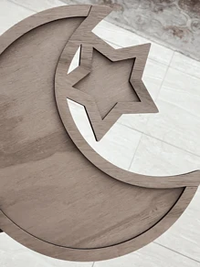 1 件木制星月设计托盘 DIY 装饰适用于家庭庆祝派对宴会桌中心装饰水果和甜点餐盘装饰您的木毛巾装饰派对装饰装饰盘厨房配件厨房装饰托盘水果托盘托盘装饰