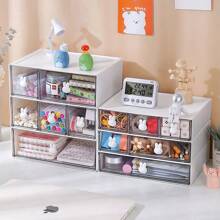 Desktop Storage Box Drawer Can Be Stacked Student Desk Stationery Shelf Office Debris Cute Rabbit Head Handle Storage Box, Stationery Pen Holder Office Debris Sorting Box, Suitable For Office Desks.