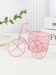 1pc Pink Iron Tricycle Candy Basket Cosmetic Storage Rack Wedding Wedding Candy Box Creative Wedding Gift Ornaments - Pink - View 1