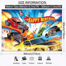 1pc Hot-Selling Car Themed Birthday Party Decoration, Popular Race Car Banner Background For Indoor & Outdoor Birthday Party Decor