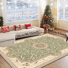 1pc Turkish Art Carpet, Crystal Velvet 700g/Sq.M, Dotted Bottom, 5mm Thickness. Machine Washable, Fade-Resistant Carpet, Anti-Slip . Suitable For Holidays And Any Space Including Hotel, Office, Sofa, Bedside, Kitchen, Laundry Room, Corridor, Porch, Staircase Mother's Day