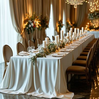 1pc Oversized White Rectangular Tablecloth, Size: 300x230cm/400x230cm/500x230cm/800x230cm, Suitable For Outdoor Wedding, Engagement, Birthday Party, Family Gathering, Wedding Table Decor, Versatile Decoration For Various Occasions Like Graduation, New Year