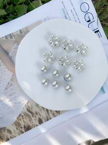 12 Peças DIY Destacável Flor de Pérola Falsa Elegante e Moderna, Botões Decorativos Multiuso Adequados para Sandálias de Praia, Sapatilhas, Tênis, Cadarços, Presente para Feriados