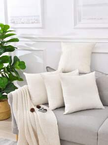 2 pièces/4 pièces/6 pièces Housses de coussin carrées vierges de type lin sans rembourrage, fermeture éclair cachée, housses de coussin décoratives DIY pour la chambre à coucher et le salon
