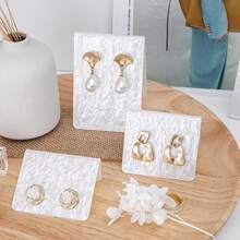 Giá đỡ trưng bày khuyên tai bằng acrylic họa tiết Brnt màu trắng thời trang, giá đỡ tai, hộp đựng đồ trang sức, hộp đựng đồ tổ chức - Nhiều màu - Xem 1