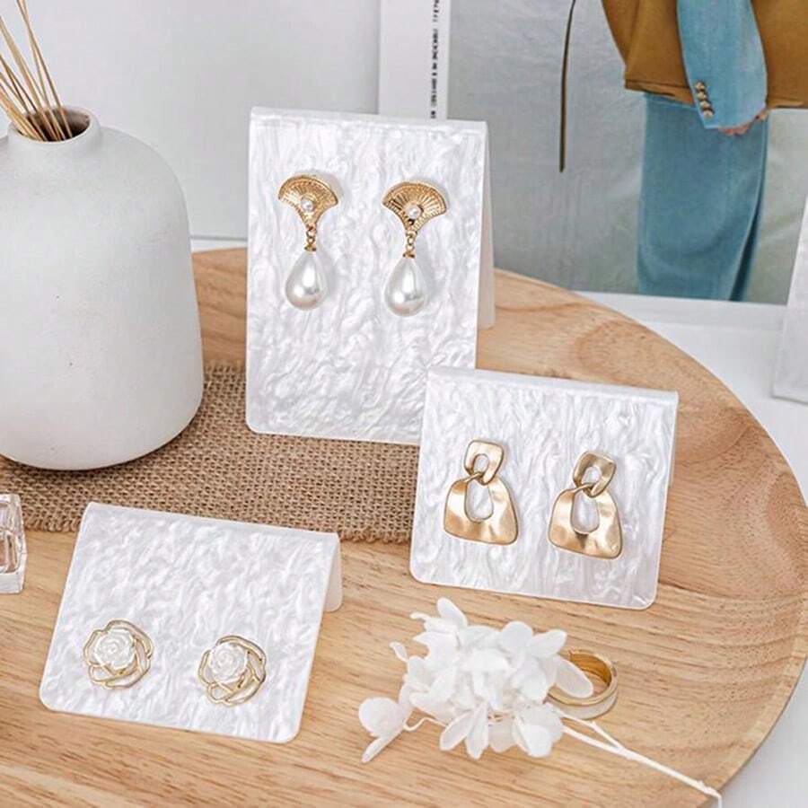 Giá đỡ trưng bày khuyên tai bằng acrylic họa tiết Brnt màu trắng thời trang, giá đỡ tai, hộp đựng đồ trang sức, hộp đựng đồ tổ chức - Nhiều màu - Xem 1