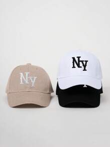 3/1 pieza Gorra de béisbol bordada de NY, sombrero casual para protección solar al aire libre adecuado para niños y niñas en primavera, otoño, viajes, playa y vacaciones