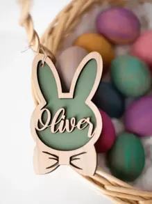 Etiqueta y dije con nombre personalizado para cesta de Pascua de conejito, etiqueta de regalo de madera grabada a medida, decoración rústica de estilo finca con colores pastel florales en forma de corazón hecha a mano para celebraciones de Pascua primaveral, fiesta de baby shower, decoración de mesa, multifuncional, ajustable, reutilizable, ornamental, fácil de limpiar, con estilo, adorable, de alta calidad, moderno, colorido, personalizado, único, regalos ideales para él, regalos ideales para ella, novia, novio, familia, madre, amigos, hijo, hija, oficina, sala de té, escuela, hogar