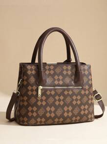 3pcs/Set Women's Shoulder Bag, Fashion Versatile Crossbody Bag, Printed Handbag - Coffee - View 4