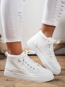 Zapatos blancos de moda, versátiles y cómodos, zapatos deportivos y para skate de unicolor universitario para exteriores