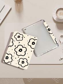 Etui ochronne na tablet z kwiatowym wzorem, kompatybilne z iPad Air 4/5 10,9", iPad 7/8/9 10,2", Tab S6 10,4", Tab A7 Lite 8,7", modne skórzane etui, odpowiednie na sezon szkolny, Walentynki, prezent noworoczny