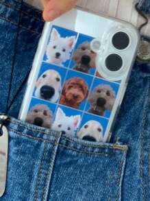 1 pieza Funda de teléfono de silicona suave con diseño de perro de dibujos animados lindo para 16 15 14 13 12 11 Pro Max Plus, estilo coreano