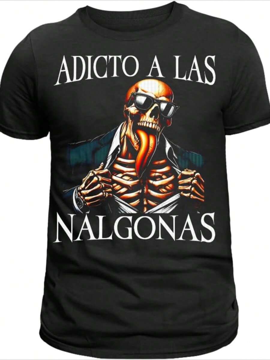 Playera Adicto A Las Nalgonas Calacas Chidas Calaveras Groseras DTF - Negro - Ver 1