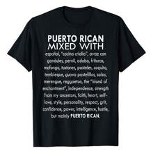 Funny Puerto Rican Mixed With Sarcasm Humor Saying Quote T-Shirt Women's Plus Size Graphic Tee - 黑色 - 查看 1