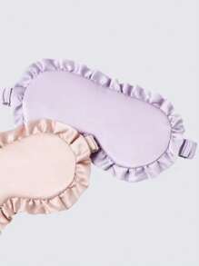 1pc Lace Double-Sided Imitation Silk Eye Mask Sleeping Elastic Eye Mask Shading Does Not Press The Eyes Breathable Lunch Break Dormitory Fresh And Simple Travel Ruffled Eye Mask Shading Breathable Elastic Eye Protection - Multicolor - View 2