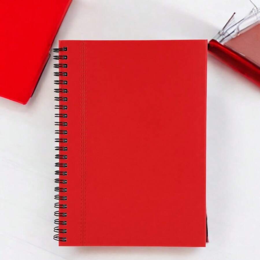 PromoClick Libreta de poliuretano con espiral metálico y 70 hojas rayadas. - Rojo - Ver 1