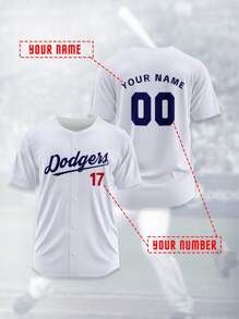 Customized T-Shirt, Breathable & Quick-Dry 210g Sports Tee Shirt For Men, Team/Club Training Baseball Jersey With Name, Number, Logo Printed On Front & Back, Comfortable & Fit, White Color, Suitable For Casual, Party, Daily Wear In Spring/Summer,Stylish,Fashion,Hipster,Casual,Minimal Chic,Personalized,Customized,Custom,Unique,Guy Costumes,Capsule Wardrobe,Men Basic/Street Style,Ideal Gifts For Him,Boyfriend,Family,Friends,For Birthdays,For Vacation/Holiday,For School/Competition,For Sports/Climbing,Summer Shirts