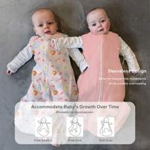 2 Pack Baby Sleep Bag 0.5 TOG, Summer Baby Sleeping Bag 1-18 Months, 2 Pack Baby Wearable Blanket, Pink - Pink - View 3