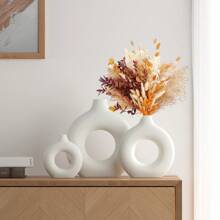 1 pieza Jarrón de forma de donut hecho a mano, decoración floral de estilo bohemio minimalista moderno para el hogar, decoración para sala de estar, dormitorio, oficina, mesa de boda, fiesta, decoración del hogar, jarrón de flores, centro de mesa, decoración de mesa