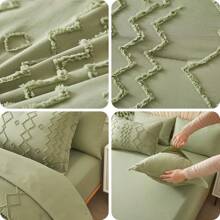 7 Piece Bed In A Bag Bed Comforter Sets Queen, All Seasons Bedding Set With 1 Comforter&2 Pillowcases&Flat Sheet&Fitted Sheets&2 Pillow Shams, Easy Care, Machine Washable, Valentine's Day Gift - Xanh lá cây - 04 - Xem 7