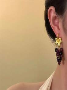 1 Pair Vintage Style Fresh Purple Grape Earrings