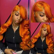 30 Inch Ginger Orange Body Wave Wigs Human Hair 13x4 Lace Human Hair Wigs With Baby Hair #350 For Women Short Bob Wig 250% Density - S350 - 查看 8