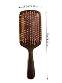 1 pieza Peine de madera de sándalo con cojín de aire, peine de masaje de madera antiestático para desenredar, estimular el cabelludo, crecimiento y engrosamiento del cabello, cuidado corporal para viajes, al aire libre, deporte, oficina, escuela - Marrón - Ver 6