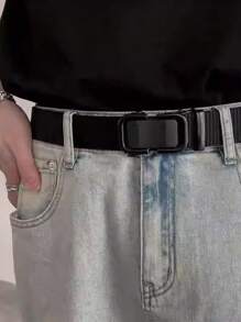 1pc Men Canvas Leather Belt Braided Unisex Casual Woven Belt, Suitable For Jeans, Daily Casual Outfit, Teen/Young Adult, Summer Outdoor Athletic Or Vacation, Graduation Gifts, Birthday Accessories