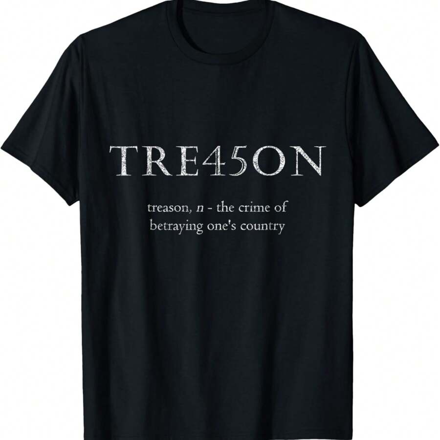 Anti-Trump Treason  TRE45ON Distressed Impeach T-Shirt T-Shirt - Black - View 1