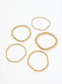 Bộ 5 chiếc/bộ lắc chân co giãn đính hạt CCB tối giản, bộ lắc chân đa năng - Vàng - Xem 3