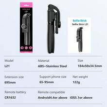 AXNEN Selfie Stick Tripod With Detachable Phone Bracket Monopod With Wireless Remote, 4 In 1 Extendable Portable Selfie Stick & Phone Tripod Stand Compatible With Gopro, I-Phone/Samung/