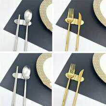18/8 Stainless Steel Chopstick Holder, Coffee Spoon Holder, Japanese Stainless Steel Chopstick Holder, Creative Stainless Steel Chopstick Holder, Reusable Non-Stick Chopsticks Stand Spoon Fork Tableware Holder, Kitchen Gadgets, Kitchen Tools - Gold - View 5