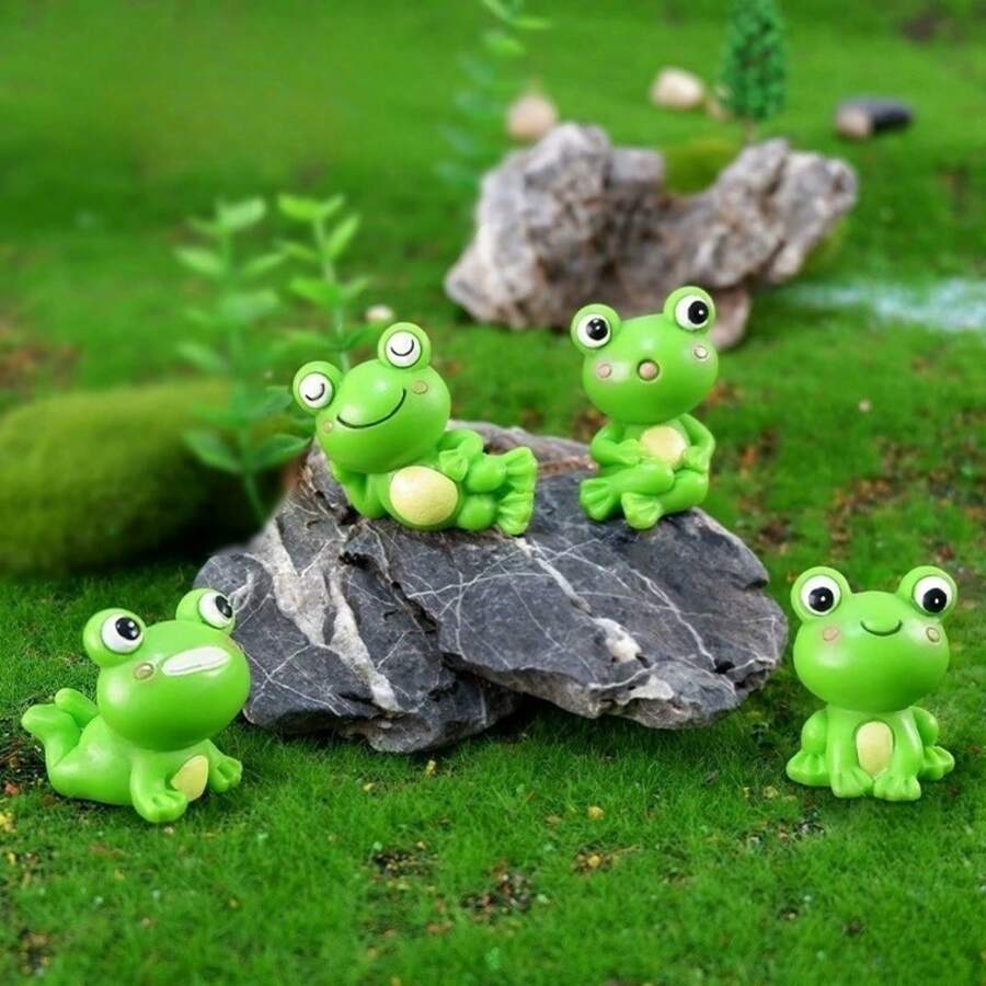4pcs/Set Resin Fake Frog, Easter Bunny Figurine Ornaments, Suitable For Gardens, Home Decor, Outdoor Settings