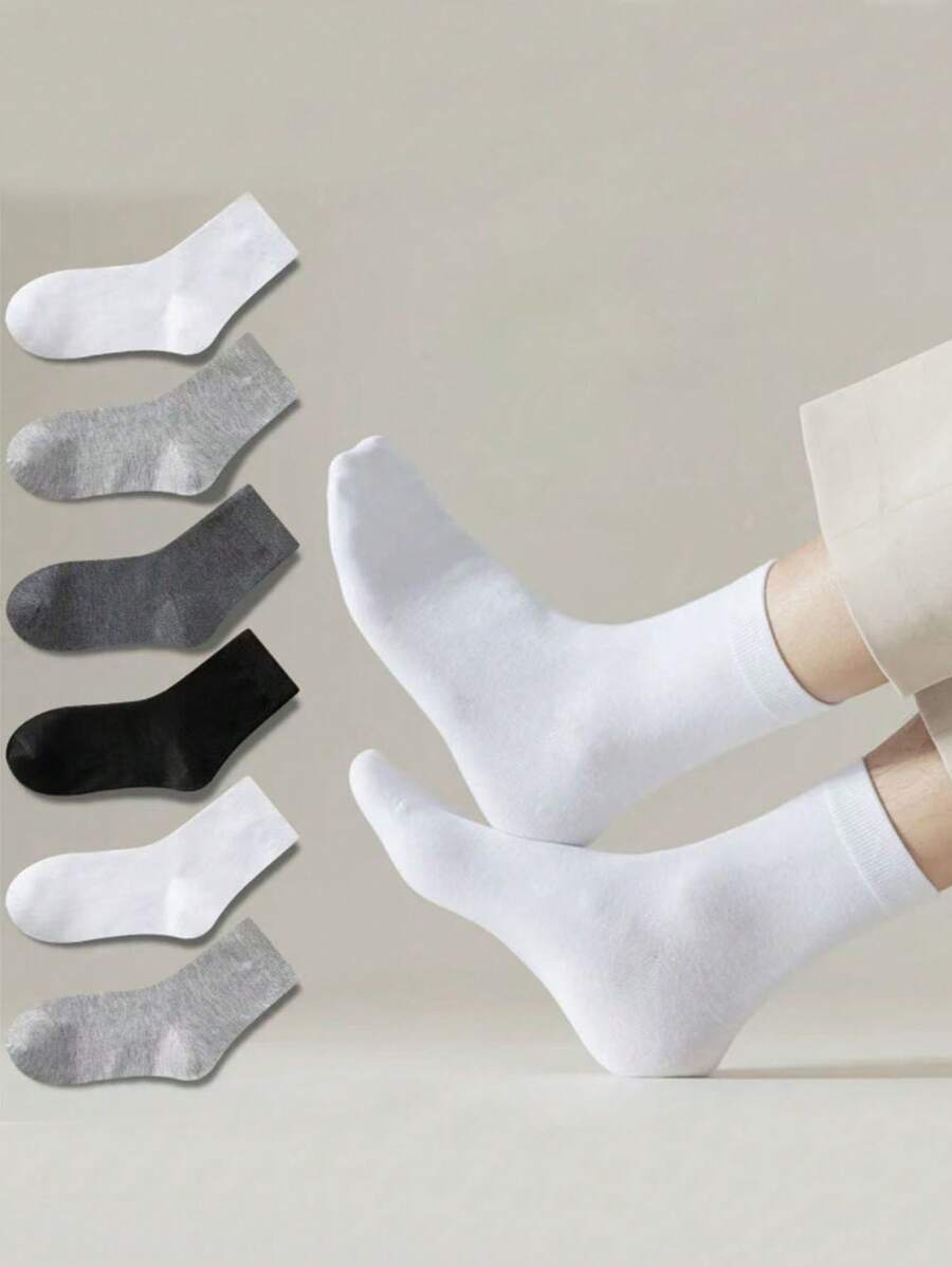 5 perechi de șosete medii, șosete subțiri, culoare uni pentru bărbați, respirabile, șosete sport casual pentru patru sezoane, șosete de izolare din poliester și bumbac pentru femei, șosete noi pentru femei, toamnă