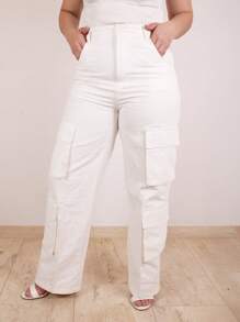 Cargo Dress Pants With Flap Pockets - 白色 - 查看 4