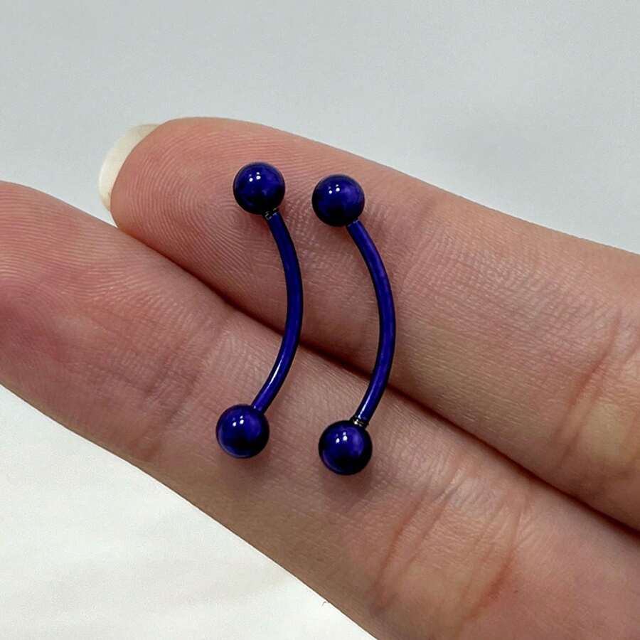 316L Surgical Steel 16G Curved Barbell Snake Eyes Tongue Ring Eyebrow Nipple Belly Earring Piercings Jewelry 14mm 9/16 Inch - Sold Individually - 紫色 - 查看 1