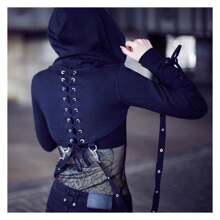 Women's Gothic Hoodie Crop Tops Long Sleeve Punk Black Rave Hood Outfit Festival Goth Aesthetic Emo Teens
