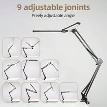 Lámpara de escritorio LED flexible de 24W con 2 cabezales, cable USB, brillo ajustable, instalación de abrazadera, lámpara de lectura que cuida los ojos para escritorio de oficina, escritorio de computadora, biblioteca, escuela, dormitorio, estudio, laboratorio, sala de costura, sala de estar