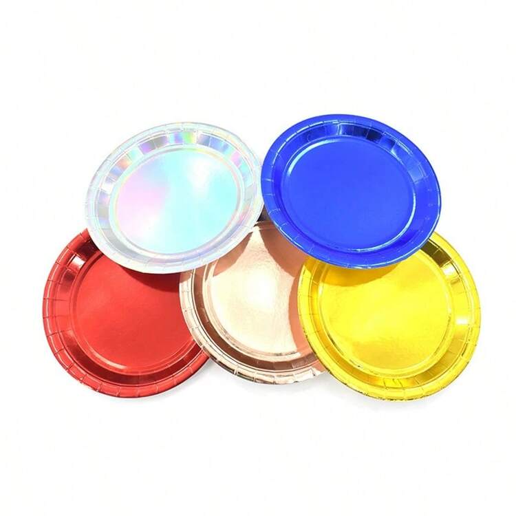 防漏厚纸盘 | 3秒清洁 | 派对一次性用品 | 露营和家居用品！7英寸/9英寸一次性纸盘、蛋糕盘、食物盘，适用于婚礼、复活节、生日、单身派对、毕业典礼、圣诞节、万圣节装饰和厨房用品 - 黑色 - 查看 3