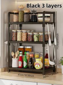 1pc No-Drill Needed Kitchen Organizer, Multi-Layer Spice Rack, Ins-Style Kitchen Storage Rack, Space Saving Storage Solution For Small Spaces