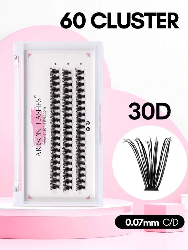 أريسون 60 عنقود 3 صفوف رموش صناعية سوداء 3D للاستخدام المنزلي بمظهر طبيعي ناعم وخفيف، أدوات مكياج عالية الجودة