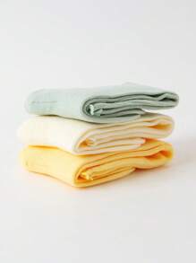 mini bala Kids' Breathable Cotton Socks, Sweat-Free Crew Socks, 3 Packs - Yellow-green Hue - View 3