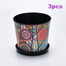 6-calowe kolorowe plastikowe doniczki z podstawkami - zestaw 1/2/3 okrągłych doniczek do kwiatów do wewnątrz/na zewnątrz na sukulenty, zioła, fiołki afrykańskie | Wystrój domu i ogrodu